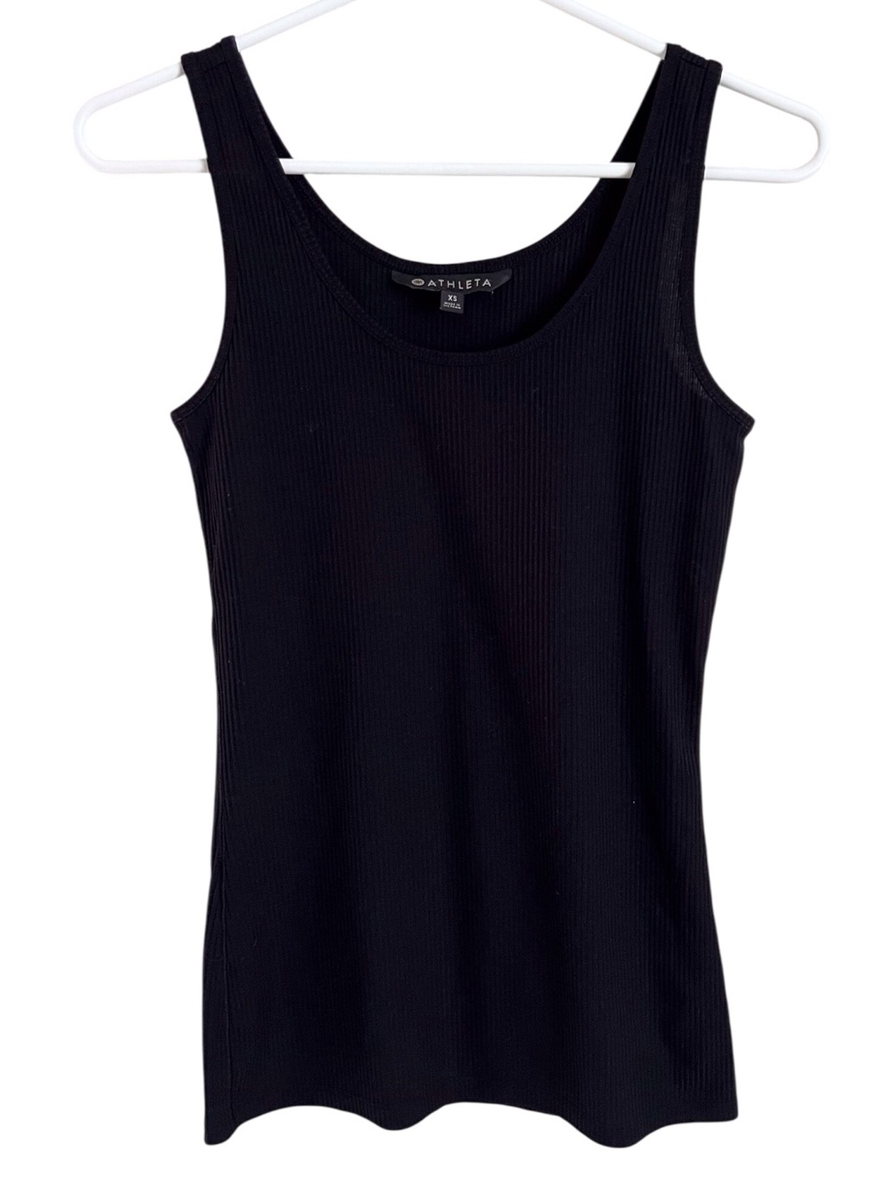 Athleta Essence Ribbed Tank Black Scoop Neck Athletic Active Running Workout XS
